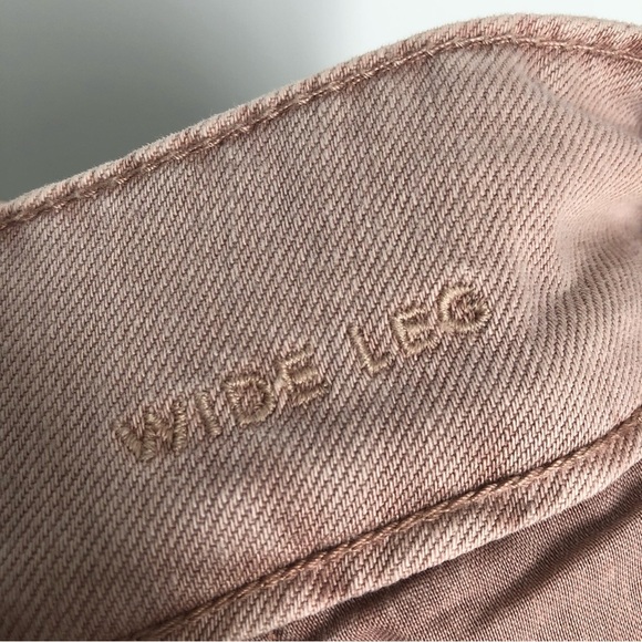 AEO 2 high rise Pink Wide Leg Crop Pants 3565 button 0343 American eagle - Picture 9 of 11